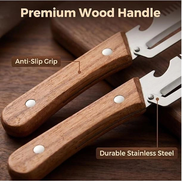 3-in-1 Multifunctional Vegetable Peeler with Wooden Handle