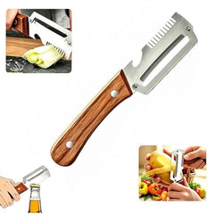 3-in-1 Multifunctional Vegetable Peeler with Wooden Handle
