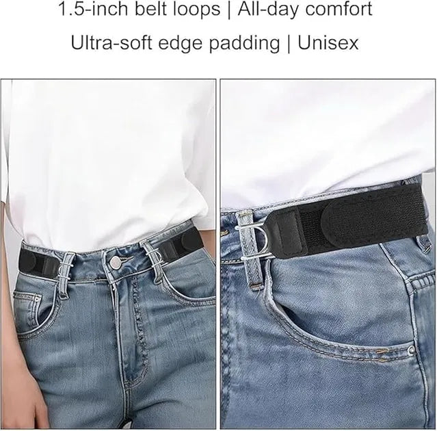 Buckleless Elastic Belt with Tactical Metal Hook for Men