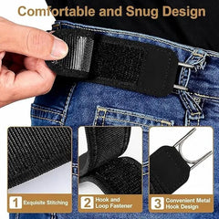 Buckleless Elastic Belt with Tactical Metal Hook for Men