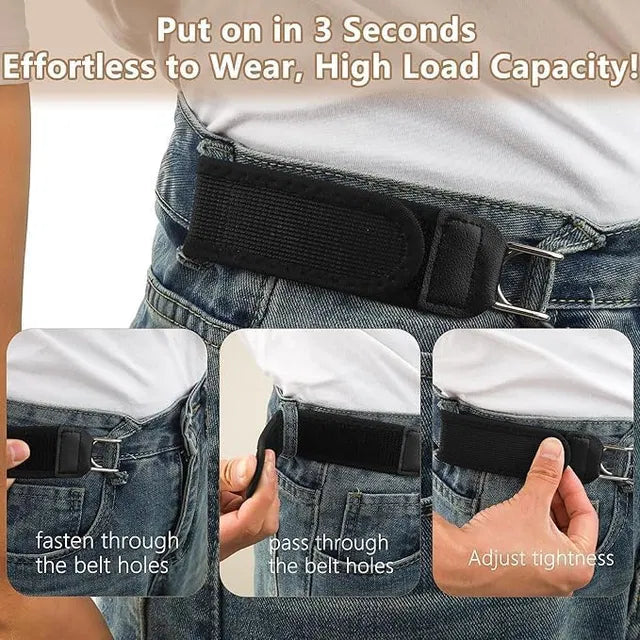Buckleless Elastic Belt with Tactical Metal Hook for Men